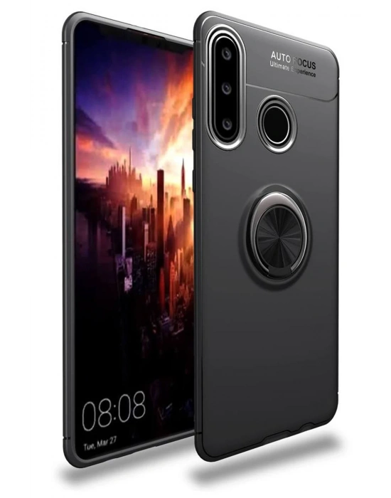 Newface Huawei Y6P Kılıf Range Yüzüklü Silikon - Siyah