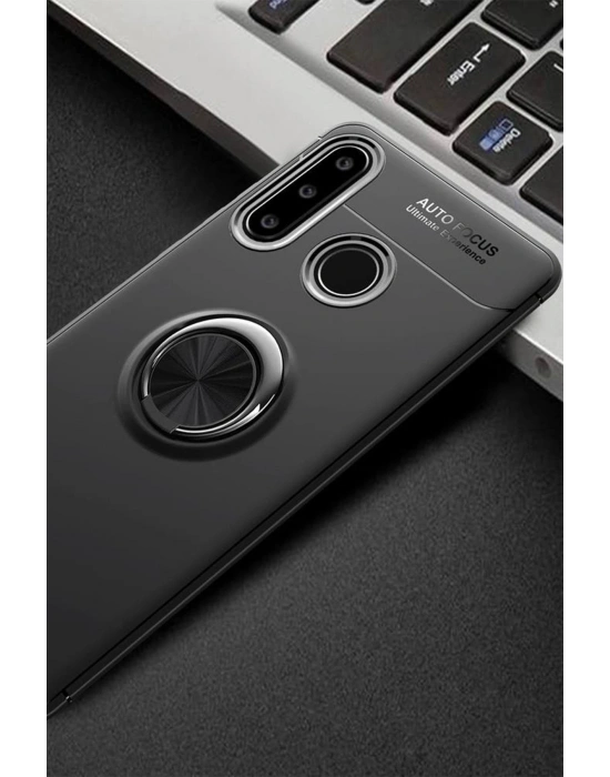 Newface Huawei Y6P Kılıf Range Yüzüklü Silikon - Siyah