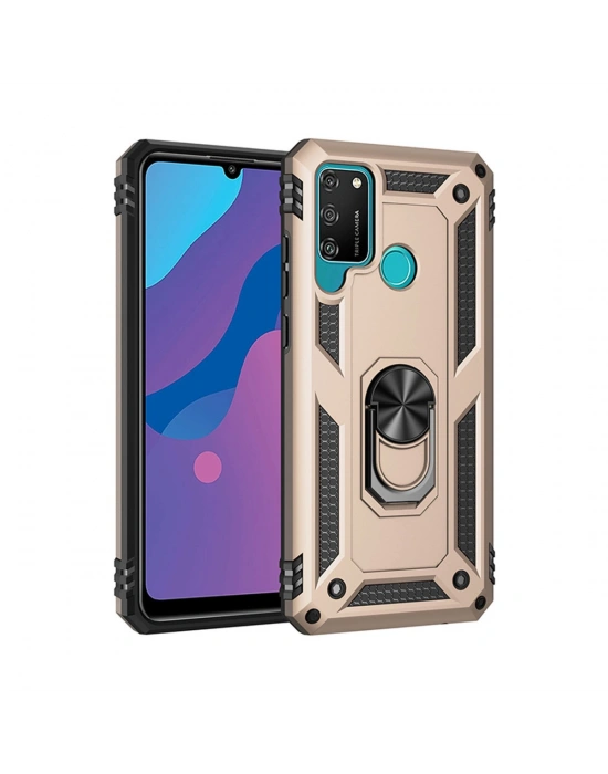 Newface Huawei Y6P Kılıf Sofya Yüzüklü Silikon Kapak - Gold