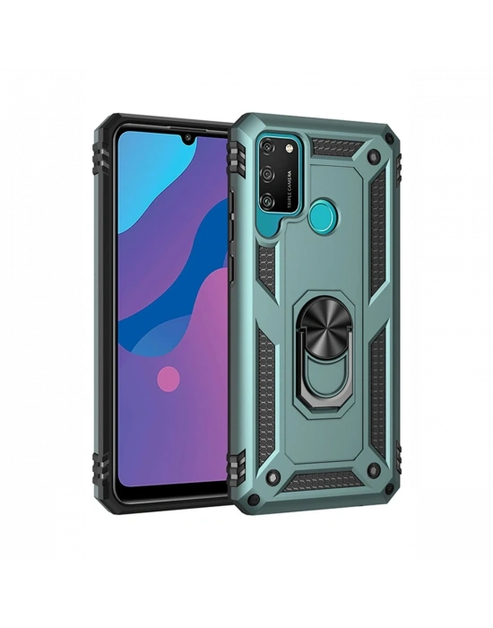 Newface Huawei Y6P Kılıf Sofya Yüzüklü Silikon Kapak - Yeşil