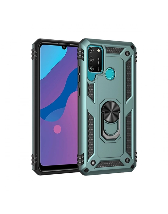 Newface Huawei Y6P Kılıf Sofya Yüzüklü Silikon Kapak - Yeşil