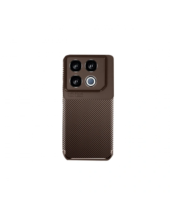 Newface İnfinix GT 20 Pro Kılıf Auto Focus Karbon Kapak - Kahverengi