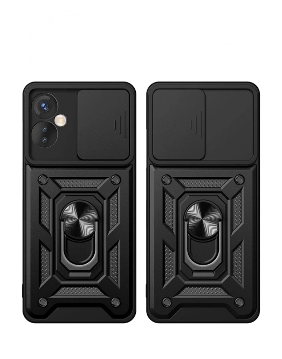 Newface İnfinix Hot 40 Pro Kılıf Pars Lens Yüzüklü Silikon - Kırmızı