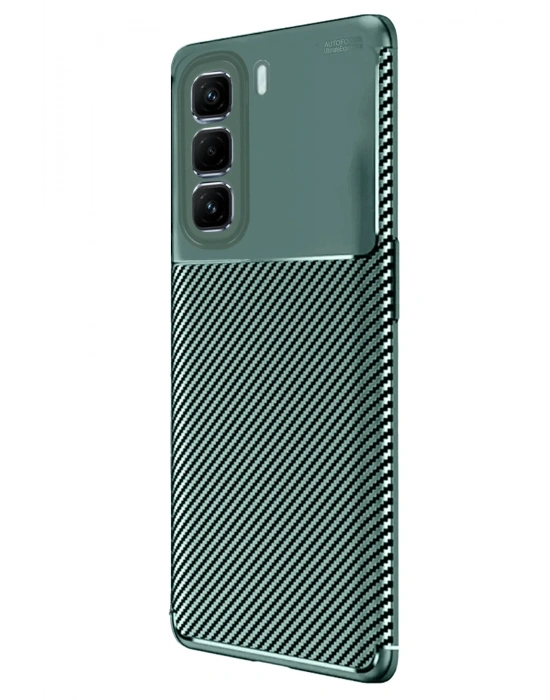 Newface İnfinix Hot 50 4G Kılıf Auto Focus Karbon Kapak - Koyu Yeşil