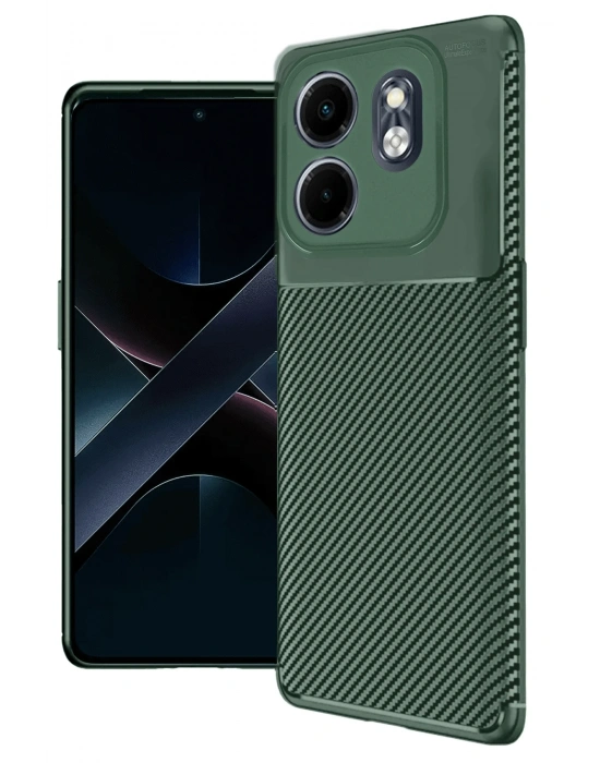 Newface İnfinix Smart 9 Kılıf Auto Focus Karbon Kapak - Koyu Yeşil