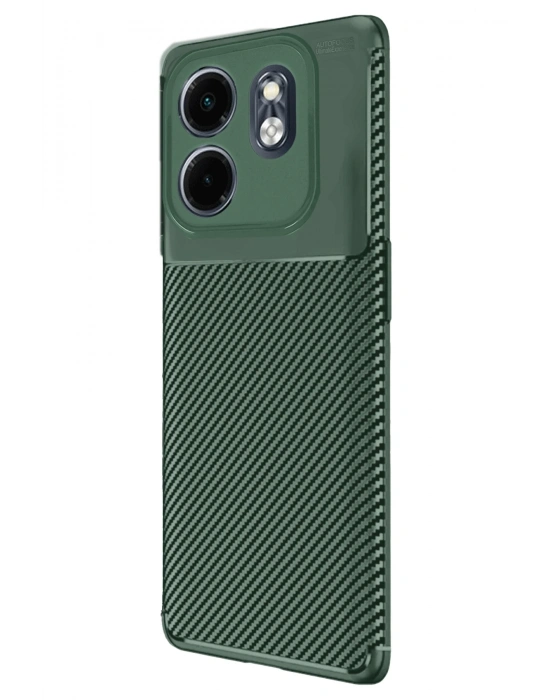 Newface İnfinix Smart 9 Kılıf Auto Focus Karbon Kapak - Koyu Yeşil