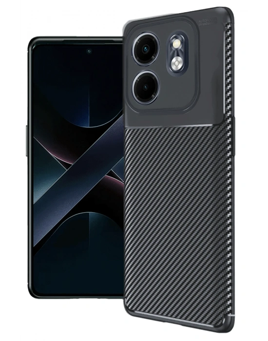 Newface İnfinix Smart 9 Kılıf Auto Focus Karbon Kapak - Siyah