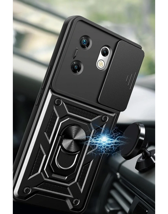 Newface İnfinix Zero 30 4G Kılıf Pars Lens Yüzüklü Silikon - Siyah