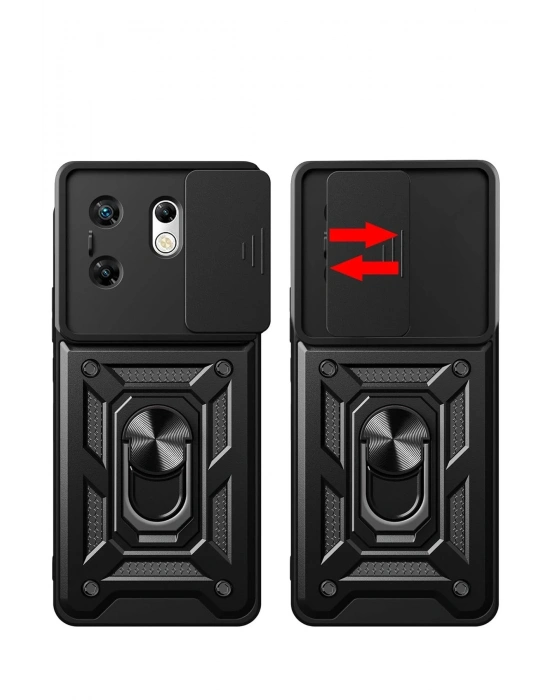 Newface İnfinix Zero 30 4G Kılıf Pars Lens Yüzüklü Silikon - Siyah