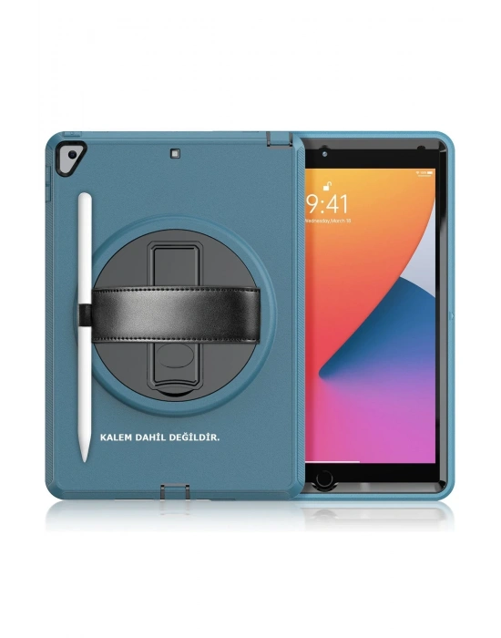 Newface iPad 10.2 (7.nesil) Kılıf Hand Strap Tablet Kılıfı - Turkuaz