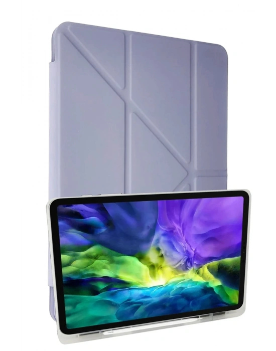 Newface iPad 10.2 (8.nesil) Kılıf Kalemlikli Mars Tablet Kılıfı - Lila