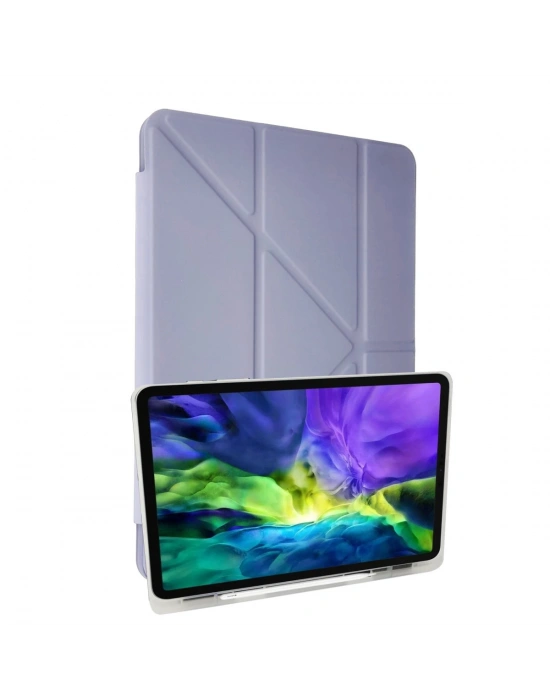 Newface iPad 10.2 (8.nesil) Kılıf Kalemlikli Mars Tablet Kılıfı - Lila