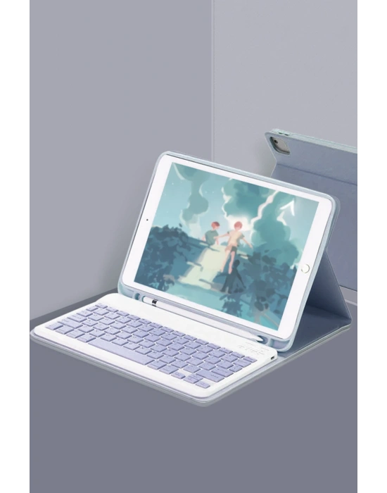 Newface iPad 10.2 (9.nesil) Kılıf KC01 Smart Klavyeli Tablet Kılıfı - Lacivert