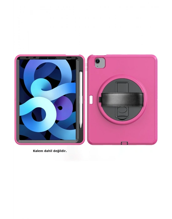Newface iPad 2022 10.9 (10.nesil) Kılıf Hand Strap Tablet Kılıfı - Pembe