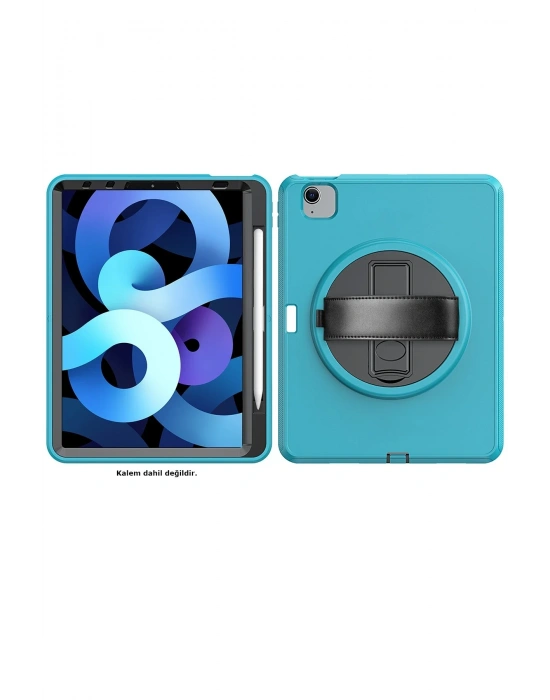 Newface iPad 2022 10.9 (10.nesil) Kılıf Hand Strap Tablet Kılıfı - Turkuaz