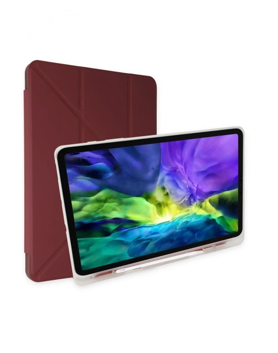 Newface iPad 2022 10.9 (10.nesil) Kılıf Kalemlikli Mars Tablet Kılıfı - Mürdüm