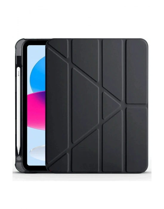 Newface iPad 2022 10.9 (10.nesil) Kılıf Kalemlikli Mars Tablet Kılıfı - Siyah