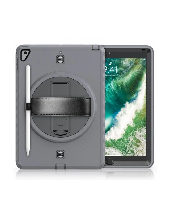 Newface iPad 5 Air 9.7 Kılıf Strap-C Otterbox Tablet Kapak - Gri