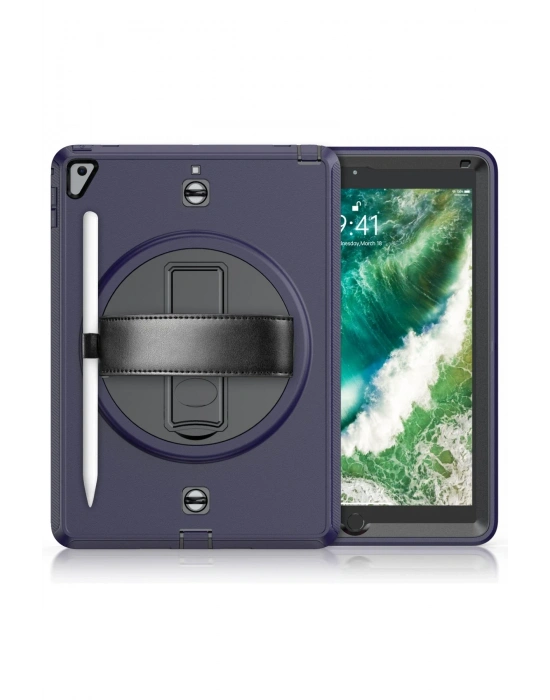 Newface iPad 5 Air 9.7 Kılıf Strap-C Otterbox Tablet Kapak - Lacivert