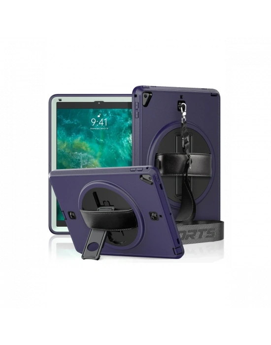 Newface iPad 5 Air 9.7 Kılıf Strap-C Otterbox Tablet Kapak - Lacivert