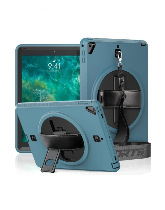 Newface iPad 5 Air 9.7 Kılıf Strap-C Otterbox Tablet Kapak - Mavi