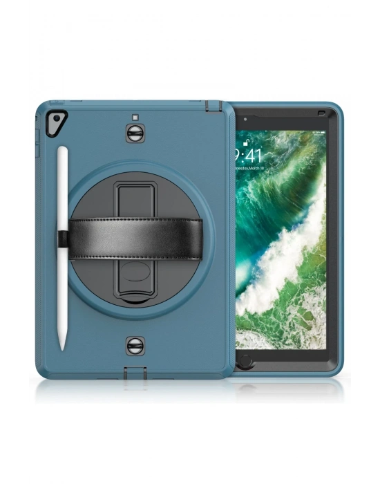 Newface iPad 5 Air 9.7 Kılıf Strap-C Otterbox Tablet Kapak - Mavi