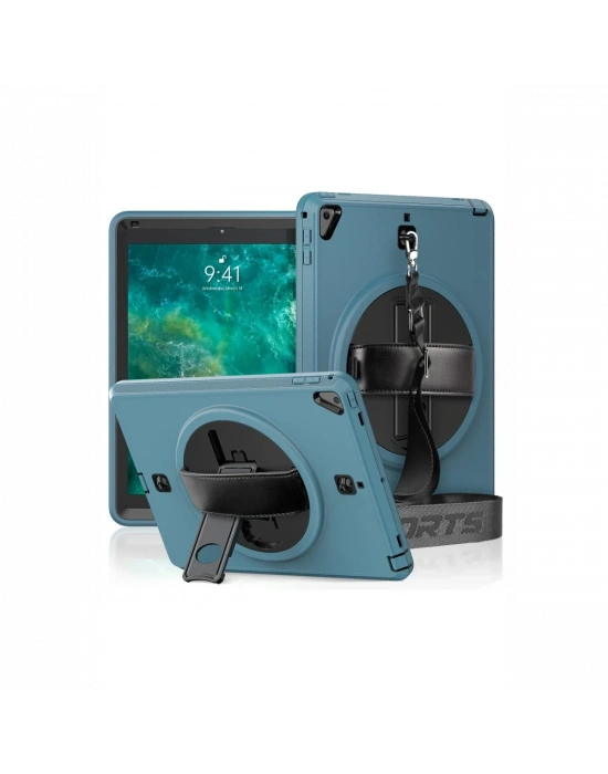 Newface iPad 5 Air 9.7 Kılıf Strap-C Otterbox Tablet Kapak - Mavi