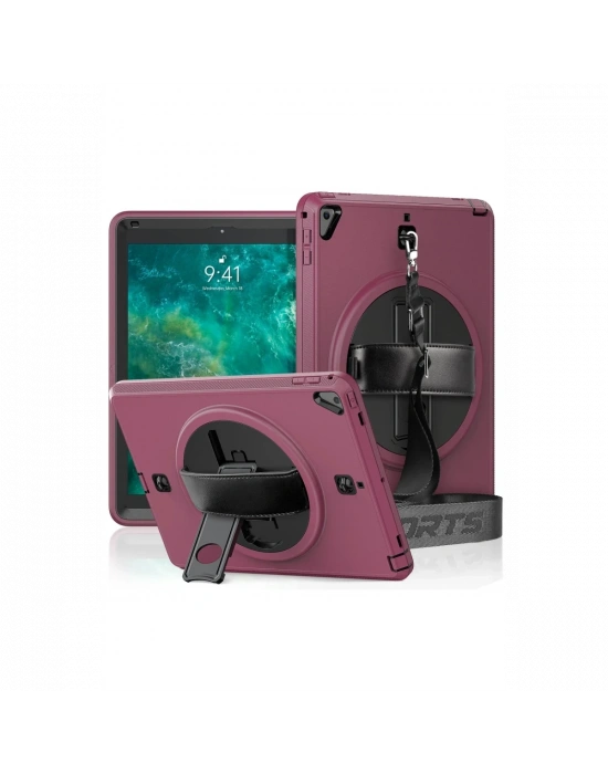 Newface iPad 5 Air 9.7 Kılıf Strap-C Otterbox Tablet Kapak - Mürdüm