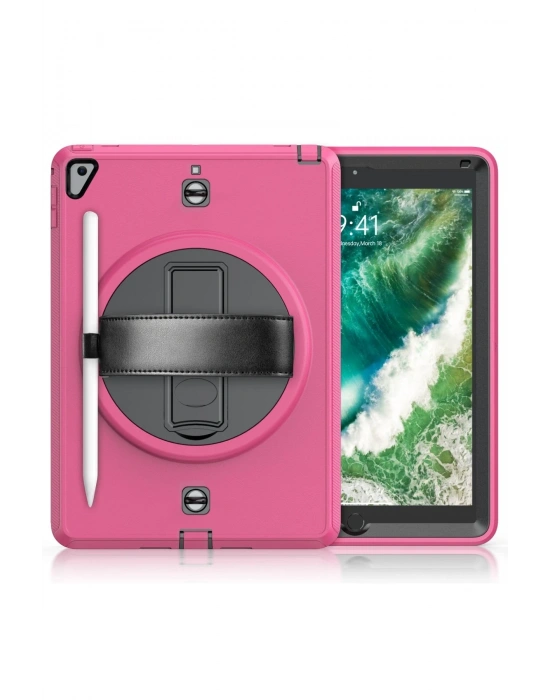 Newface iPad 5 Air 9.7 Kılıf Strap-C Otterbox Tablet Kapak - Pembe