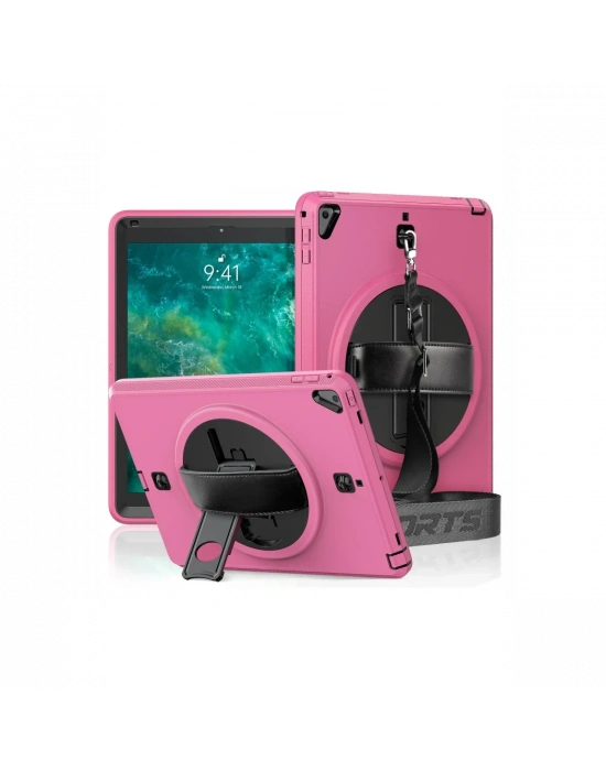 Newface iPad 5 Air 9.7 Kılıf Strap-C Otterbox Tablet Kapak - Pembe