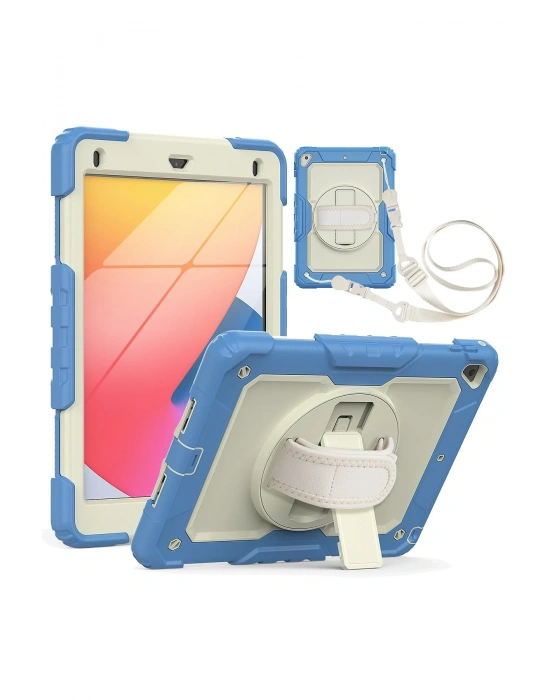 Newface iPad 5 Air 9.7 Kılıf Strap New Tablet Kapak - Mavi