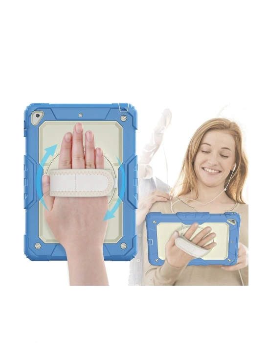 Newface iPad 5 Air 9.7 Kılıf Strap New Tablet Kapak - Mavi