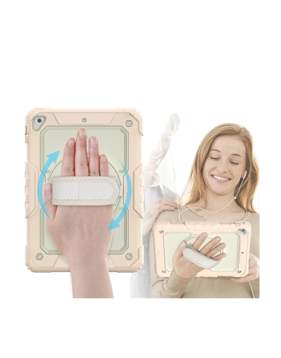 Newface iPad 5 Air 9.7 Kılıf Strap New Tablet Kapak - Pembe