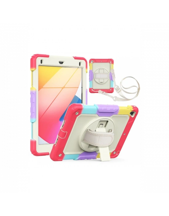 Newface iPad 5 Air 9.7 Kılıf Tablet Rainbow Kapak - Kırmızı