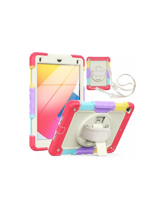 Newface iPad 5 Air 9.7 Kılıf Tablet Rainbow Kapak - Kırmızı