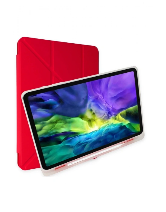 Newface iPad 9.7 (2018) Kılıf Kalemlikli Mars Tablet Kılıfı - Kırmızı