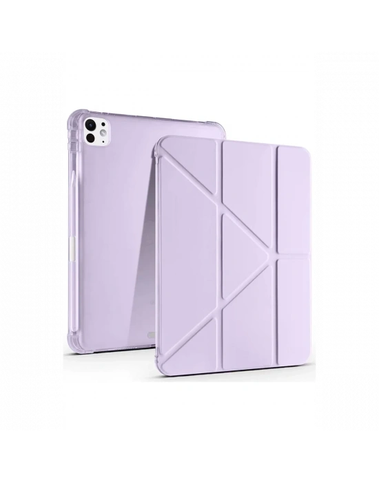 Newface iPad Air 13 (2024) Kılıf Kalemlikli Mars Tablet Kılıfı - Lila