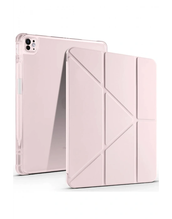 Newface iPad Air 13 (2024) Kılıf Kalemlikli Mars Tablet Kılıfı - Rose Gold