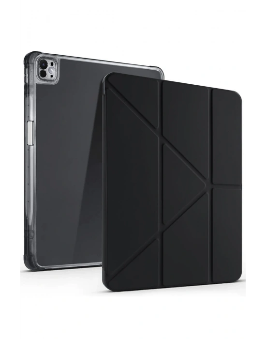 Newface iPad Air 13 (2024) Kılıf Kalemlikli Mars Tablet Kılıfı - Siyah