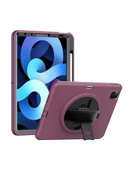 Newface iPad Pro 11 (2018) Kılıf Hand Strap Tablet Kılıfı - Mürdüm