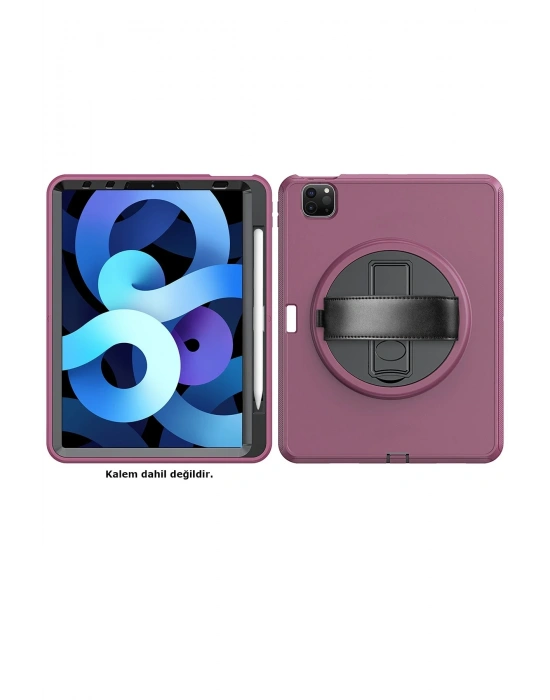 Newface iPad Pro 11 (2018) Kılıf Hand Strap Tablet Kılıfı - Mürdüm