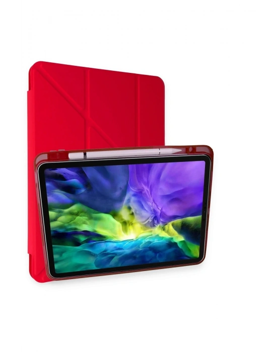 Newface iPad Pro 11 (2018) Kılıf Kalemlikli Mars Tablet Kılıfı - Kırmızı