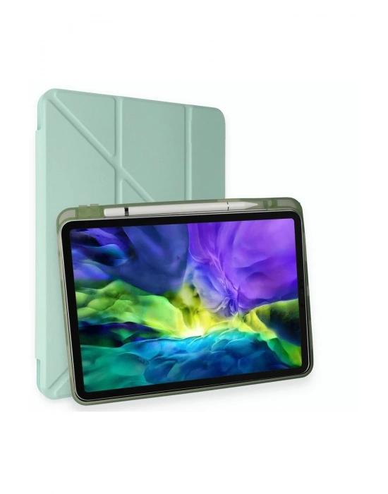 Newface iPad Pro 11 (2024) Kılıf Kalemlikli Mars Tablet Kılıfı - Açık Yeşil