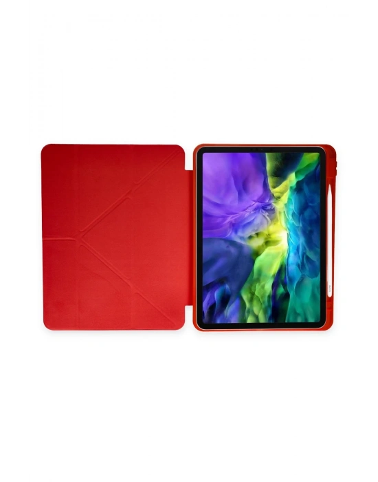 Newface iPad Pro 11 (2024) Kılıf Kalemlikli Mars Tablet Kılıfı - Kırmızı