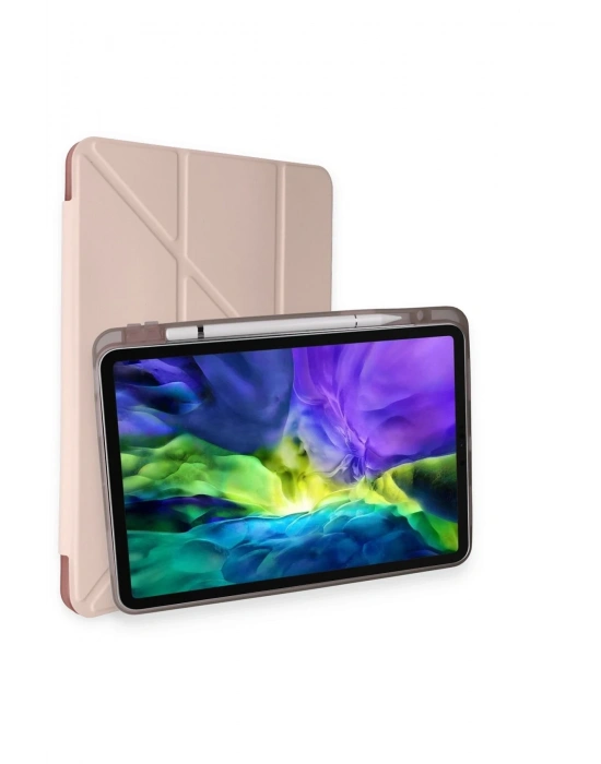 Newface iPad Pro 11 (2024) Kılıf Kalemlikli Mars Tablet Kılıfı - Rose Gold