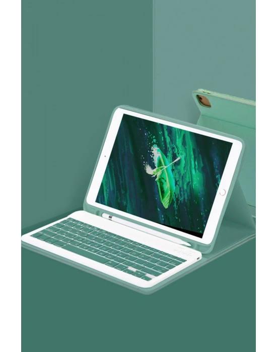 Newface iPad Pro 11 (2024) Kılıf KC01 Smart Klavyeli Tablet Kılıfı - Koyu Yeşil