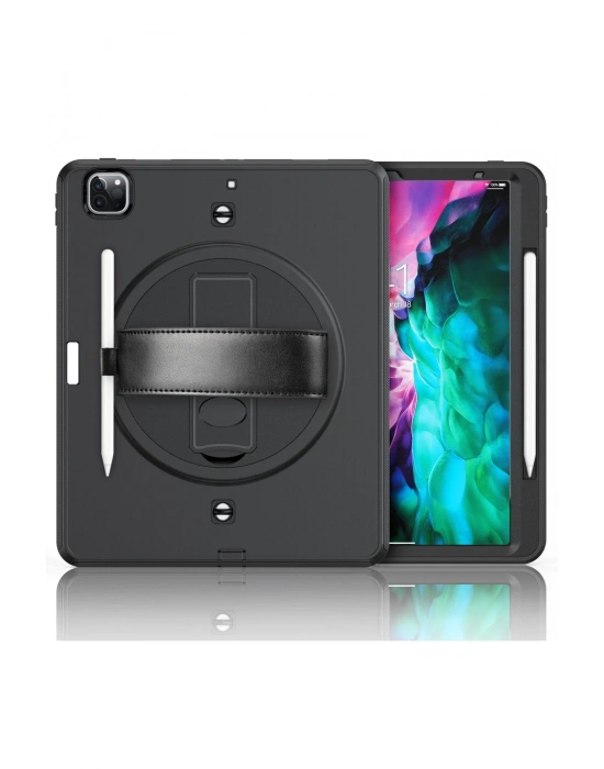 Newface iPad Pro 12.9 (2021) Kılıf Strap-C Otterbox Tablet Kapak - Siyah