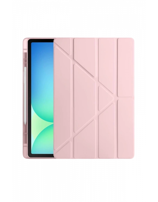 Newface iPad Pro 13 (2024) Kılıf Kalemlikli Hugo Tablet Kılıfı - Rose Gold