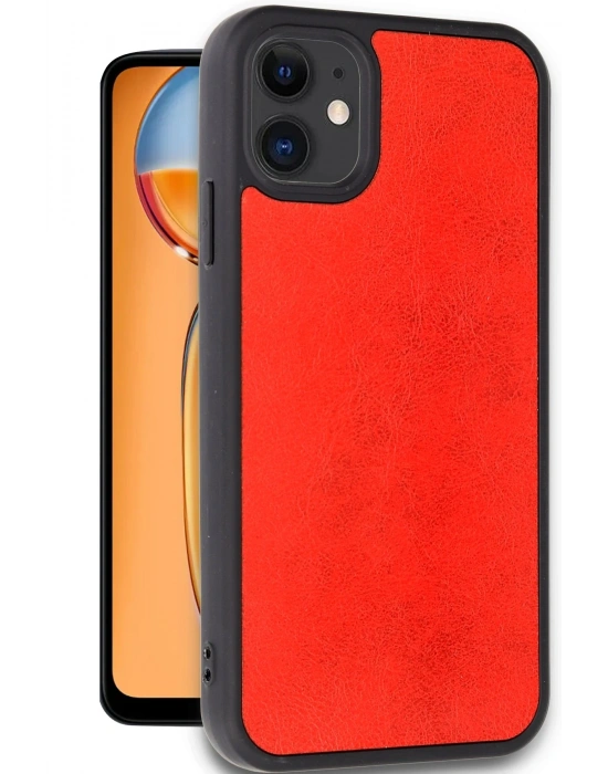 Newface iPhone 11 Kılıf Aras Deri Kapak - Kırmızı