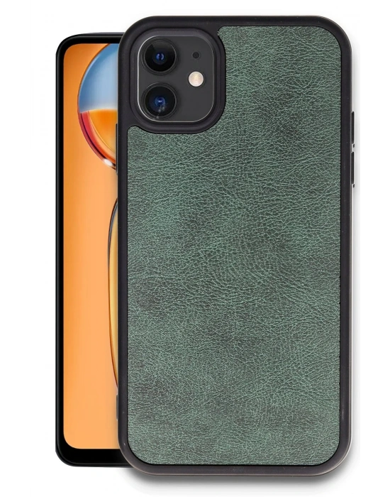 Newface iPhone 11 Kılıf Aras Deri Kapak - Koyu Yeşil